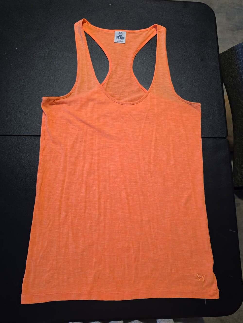 PINK Victoria's Secret Orange Logo Racerback Tank Scoop Neck Cotton Blend Large